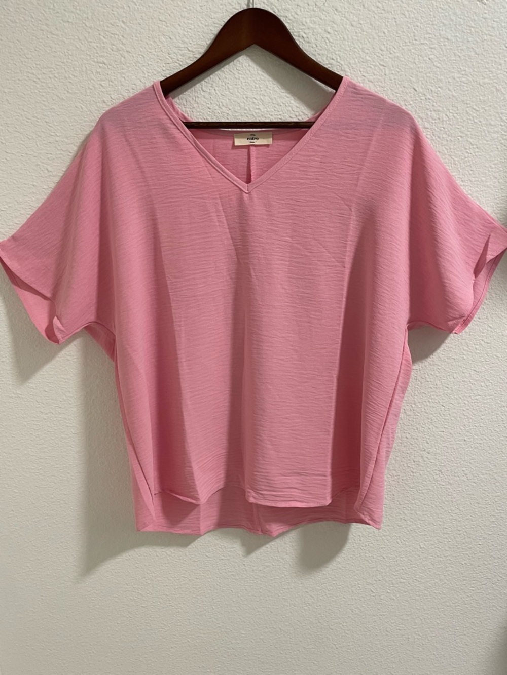 entro Pink Relaxed V-Neck Dolman Sleeve Top